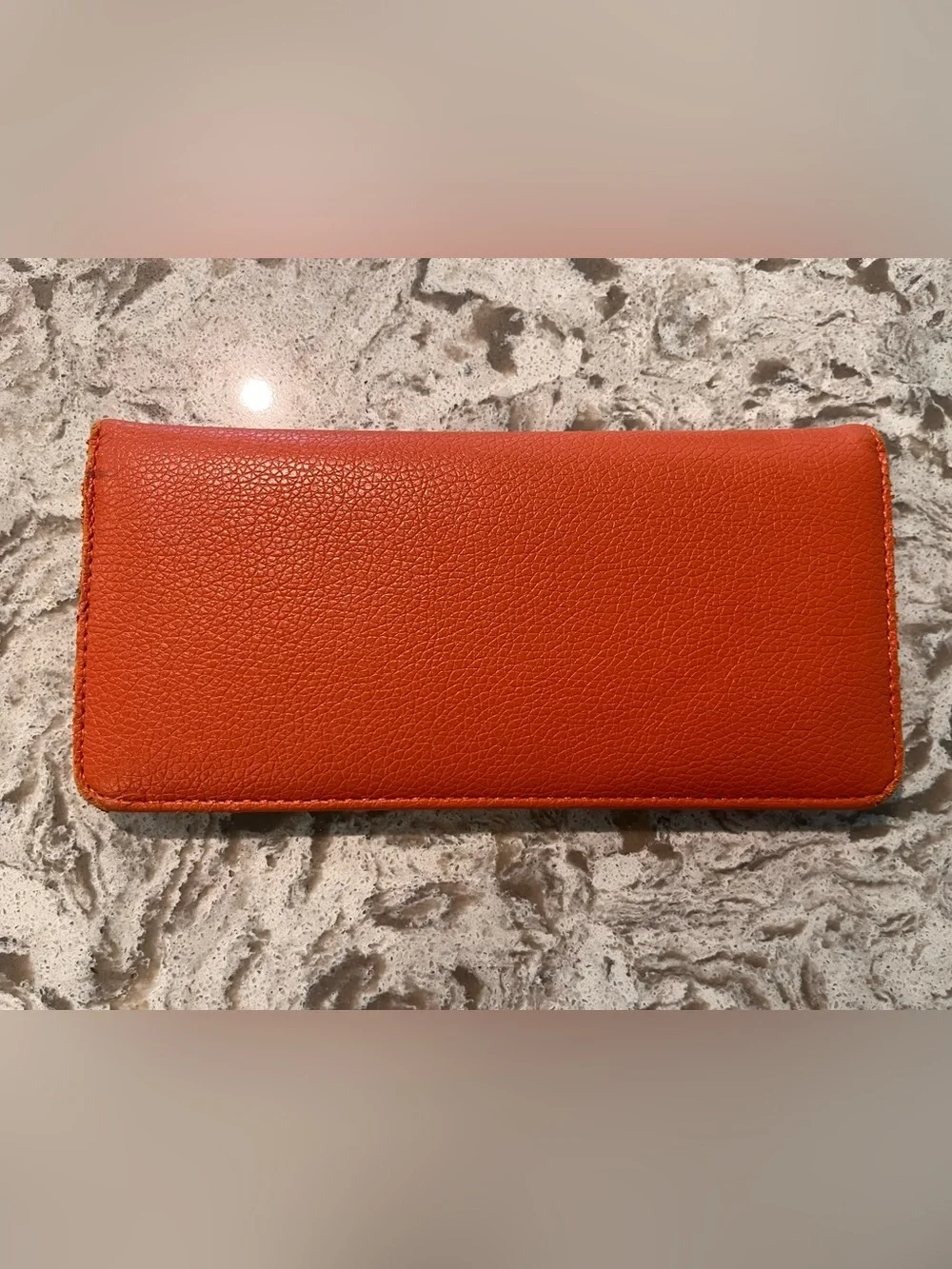 French Connection Pebbled Leather Fold-Over Wallet in Orange